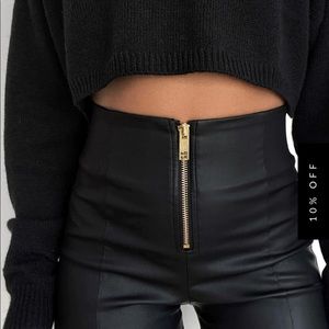 The Second Skin Pants from All Things Golden (Black Leather Pants w/ Gold Zip)